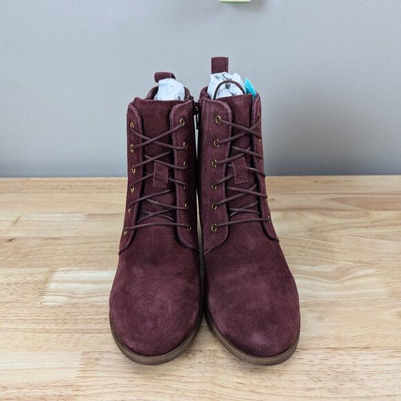 Diba | Women's New Blake Suede Wedge Bootie (Burgundy) Size 8.5 - Picture 1 of 5